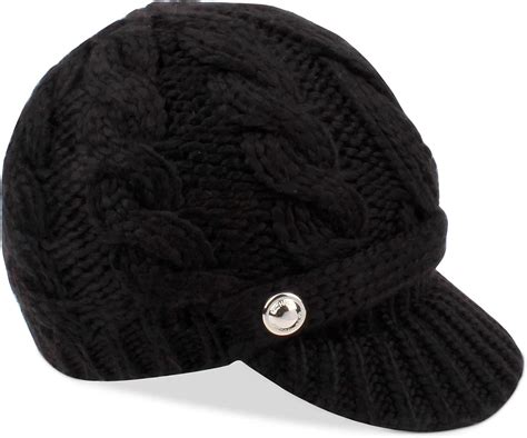 New Pointelle cable knit peak cap hat with brim Michael Kors